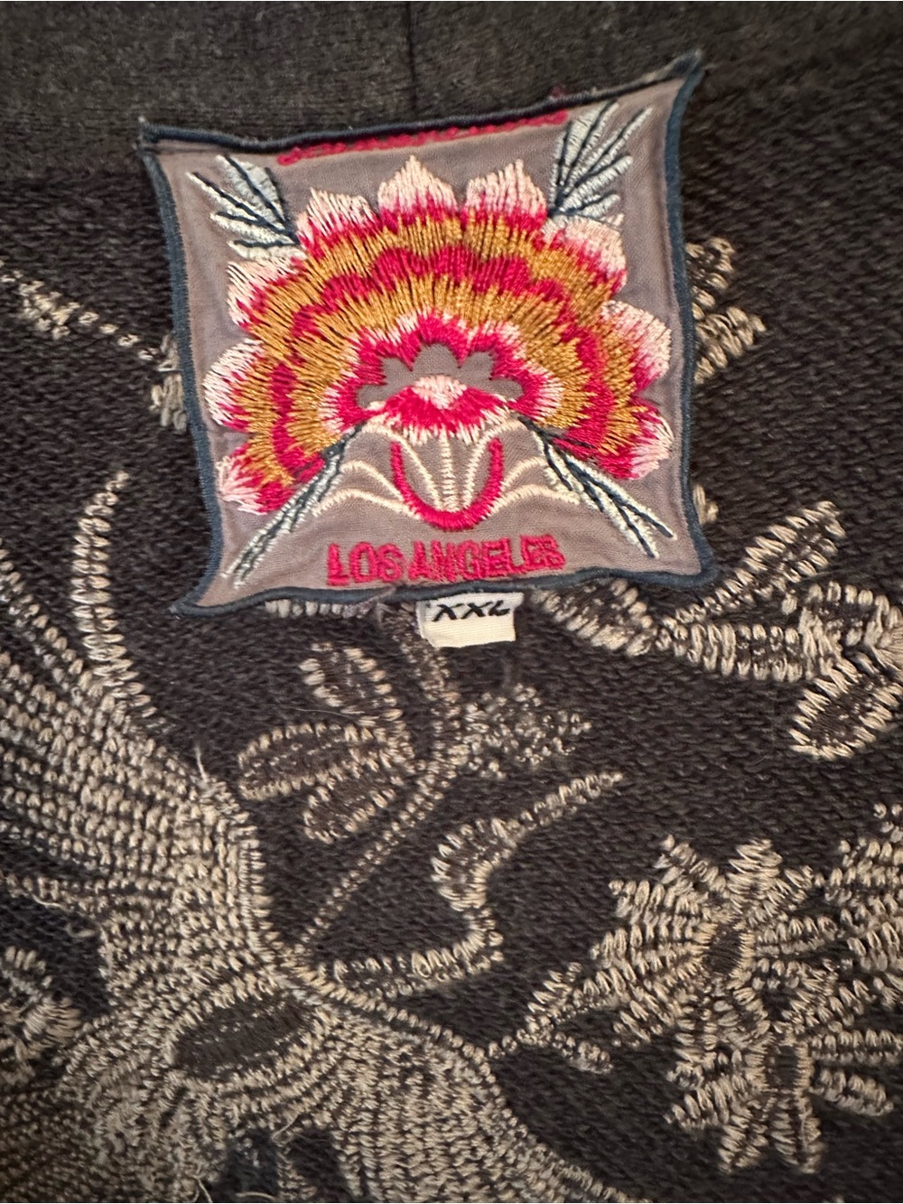 Johnny Was Embroidered Camille Grey Cardigan Waterfall Open Front - Picture 14 of 15